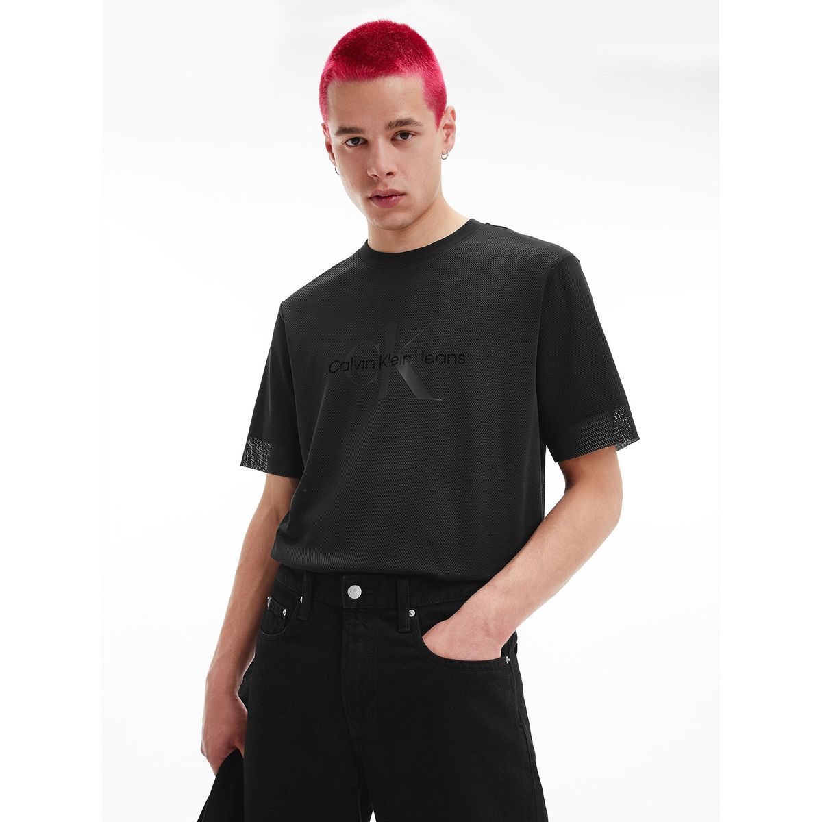 CALVIN KLEIN - Polera Monologo Double Negro Calvin Klein