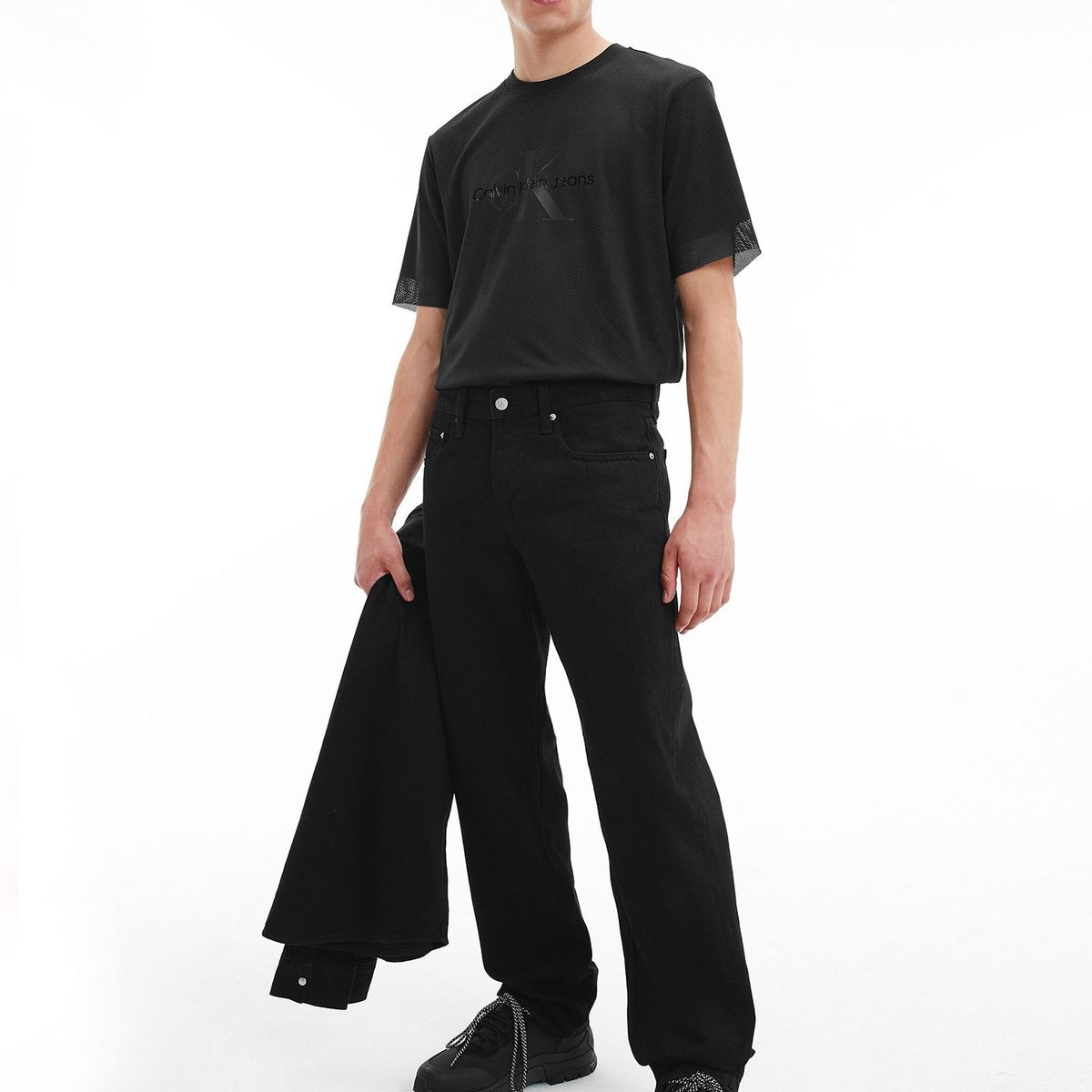 CALVIN KLEIN - Polera Monologo Double Negro Calvin Klein