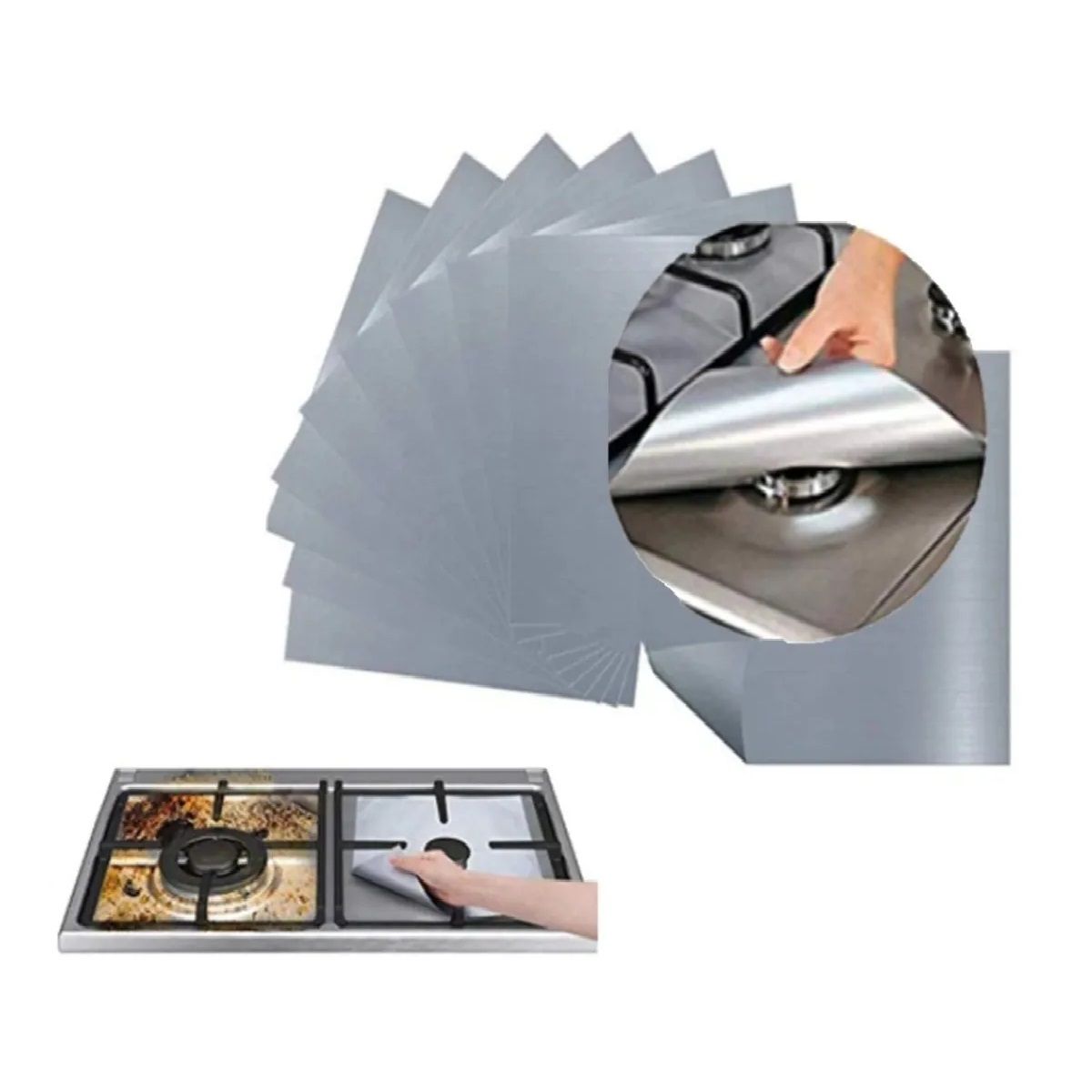 GENERICO - Pack 12 Lamina De Aluminio Protector Para Cocina A Gas