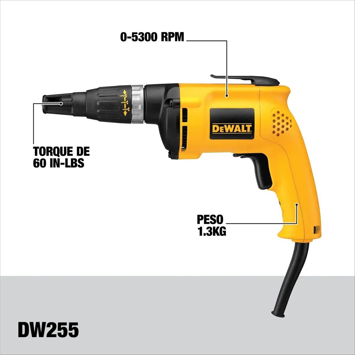 DEWALT - Atornillador Para Tablaroca 540w Dewalt Dw255