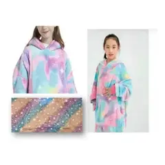OEM - Manta Poleron Capucha Suéter Invierno Niña Felpa Mod Arcoiris