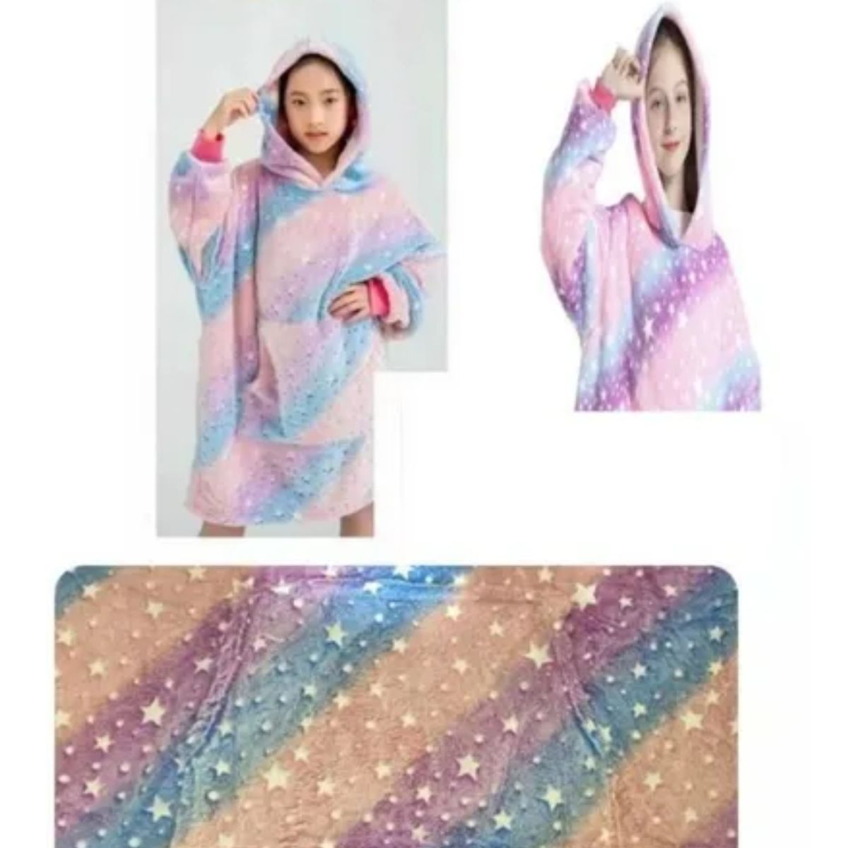 OEM - Manta Poleron Capucha Suéter Invierno Niña Felpa Mod Arcoiris