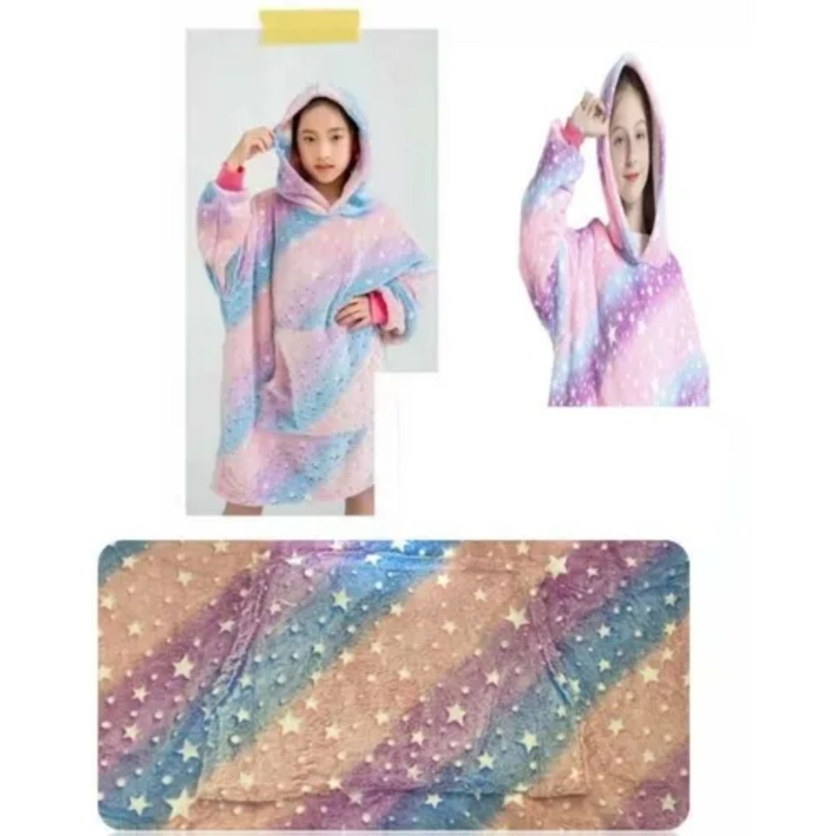 OEM - Manta Poleron Capucha Suéter Invierno Niña Felpa Mod Arcoiris