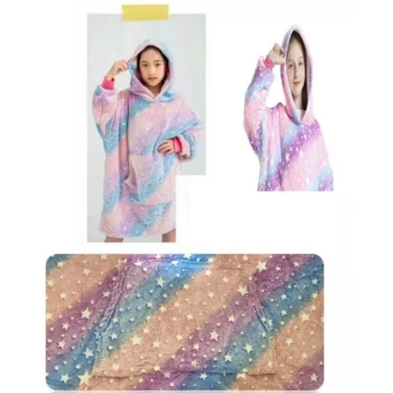 OEM - Manta Poleron Capucha Suéter Invierno Niña Felpa Mod Arcoiris