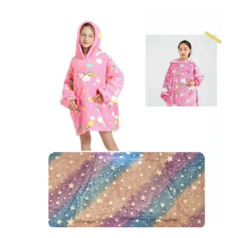 OEM - Manta Poleron Capucha Suéter Invierno Niña Felpa Mod Arcoiris