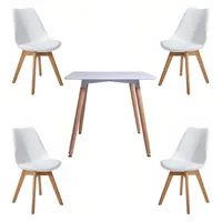 Comedor Mesa Cuadrada Blanca + 4 Sillas Tulip Acolchadas Bla