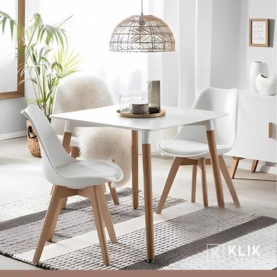 Imagen 2 del producto Comedor Mesa Cuadrada Blanca + 4 Sillas Tulip Acolchadas Bla