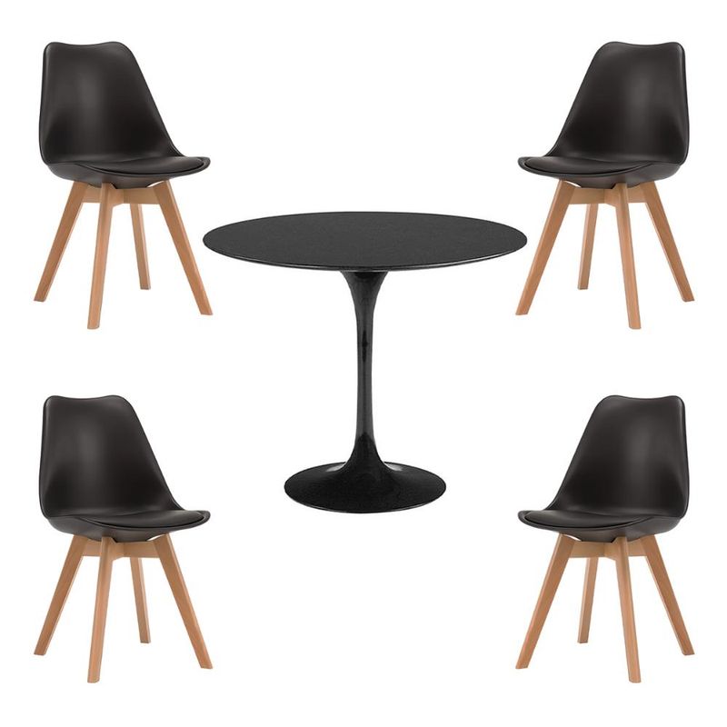 KLIK - Comedor Tulip Negro 80cm - 4 Sillas tulip negras KLIK