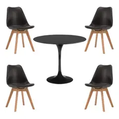 KLIK - Comedor Tulip Negro 80cm - 4 Sillas tulip negras