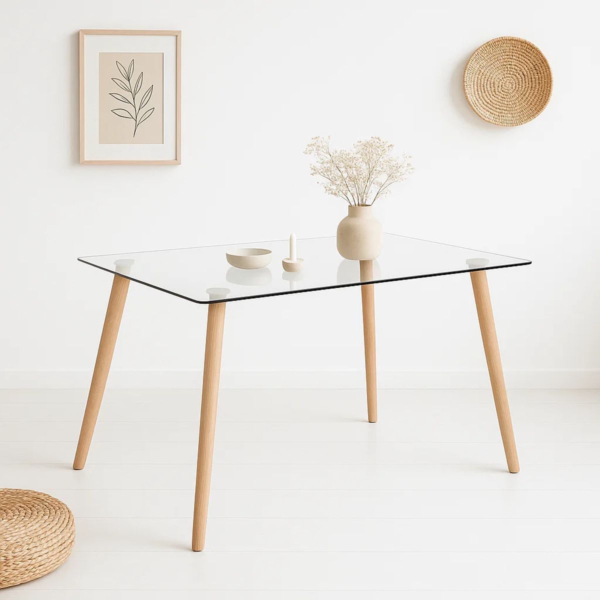 KLIK - Mesa de Comedor Vidrio Rectangular Nórdica 140x90 cm KLIK