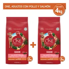 PURINA ONE - Pack Alimento para perro PURINA® ONE® Adulto Mediano y Grande Pollo y Cordero 4kg