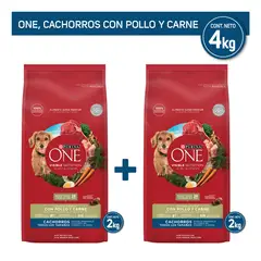 PURINA ONE - Pack Alimento seco para perro PURINA® ONE® Cachorro Pollo y Carne 4kg