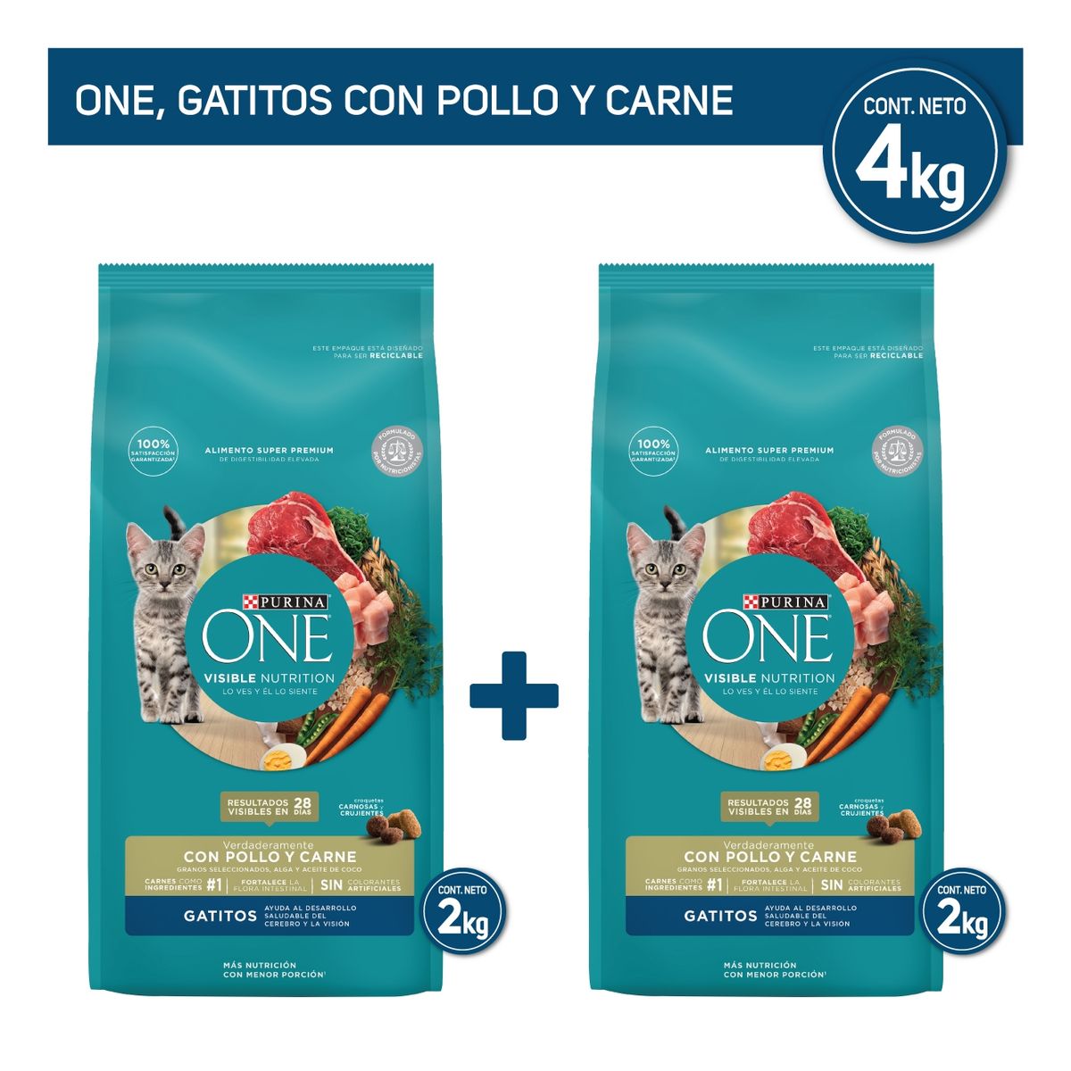 PURINA ONE - Pack Alimento seco para gato PURINA® ONE® Pollo y Carne 4kg