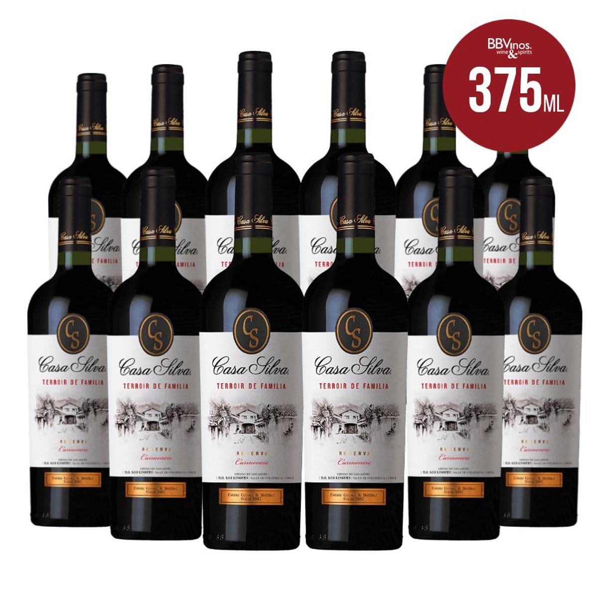 CASA SILVA - 12 Vinos Casa Silva Terroir De F. Reserva, Carmenere  (375 ml) - Rojo