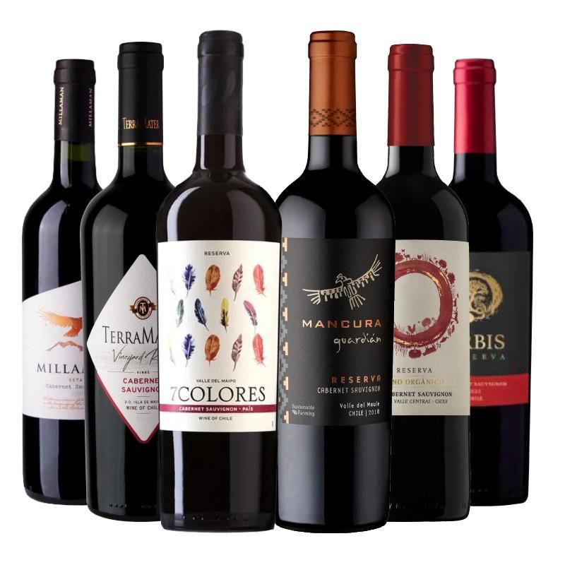 BBVINOS - 6 Vinos Mix Plus Reserva Cabernet Sauvignon - Rojo