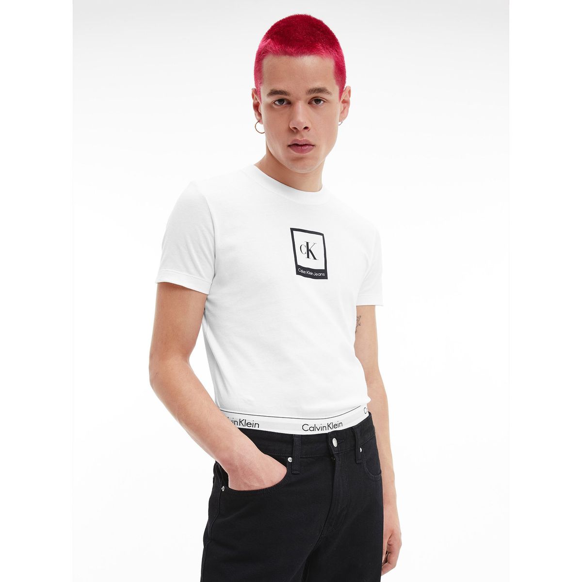 CALVIN KLEIN - Polera Polaroid Center Box Blanco Calvin Klein