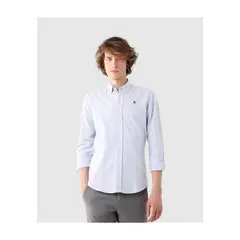 SCALPERS - Camisa Oxford Calavera Contraste Skyblue Stripes