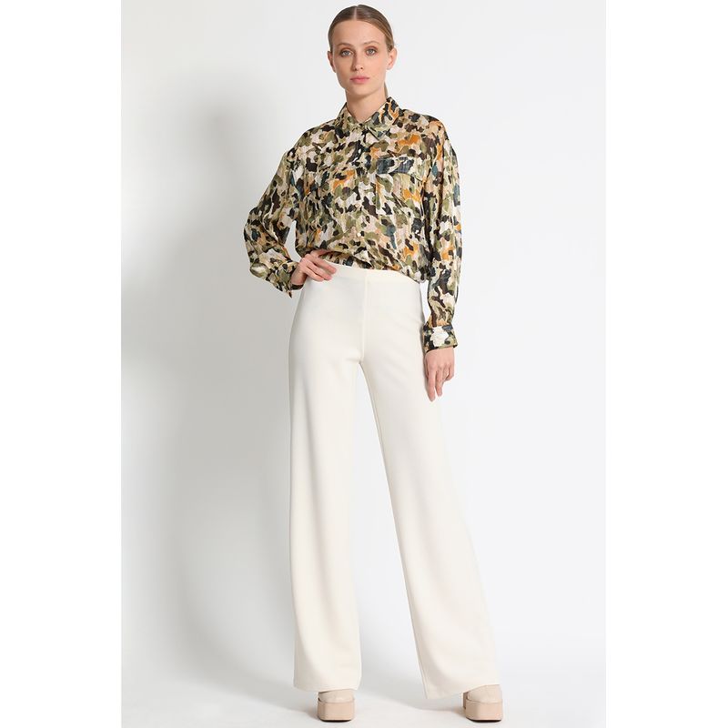 LIOLA - Pantalón Flare Liso Crudo Liola