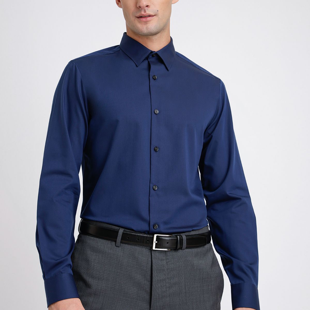 PERRY ELLIS - Camisa Formal Hombre Non Iron (No Se Plancha) Azul