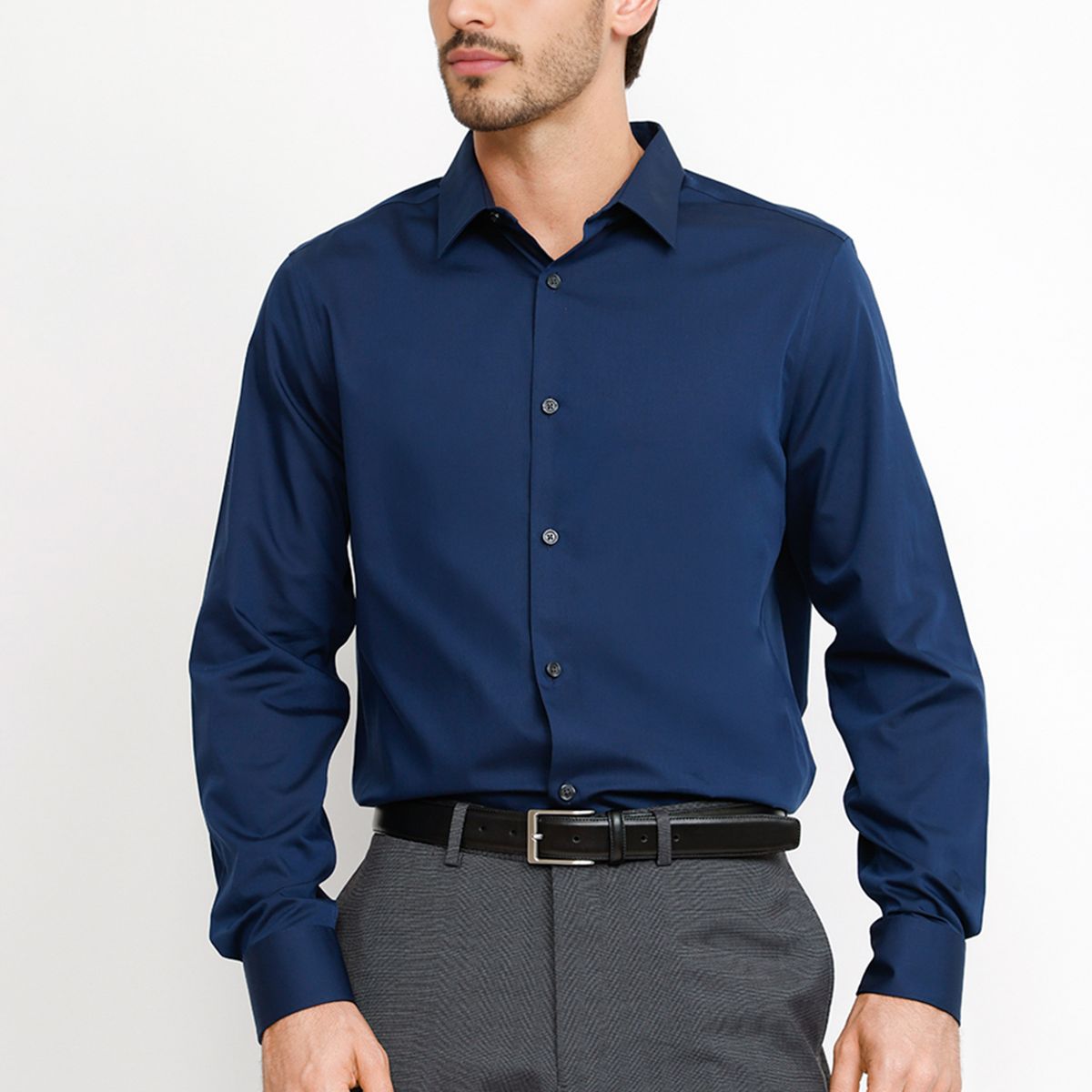 PERRY ELLIS - Camisa Formal Hombre Non Iron (No Se Plancha) Azul