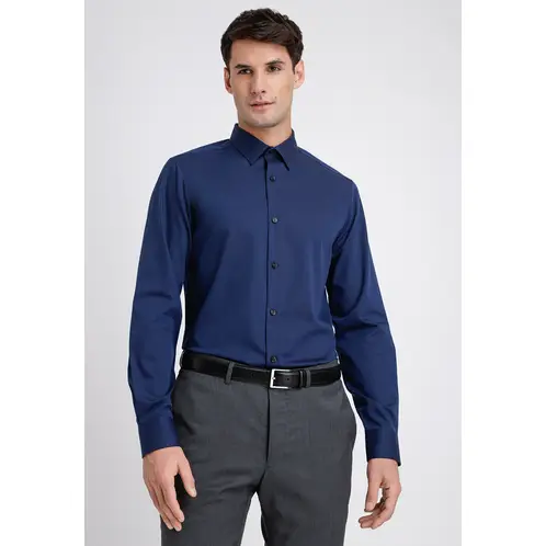 PERRY ELLIS - Camisa Formal Hombre Non Iron (No Se Plancha) Azul