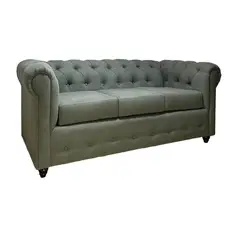 MUEBLES NATIVA - Sofa Chesterfield 200x90x75 Gris