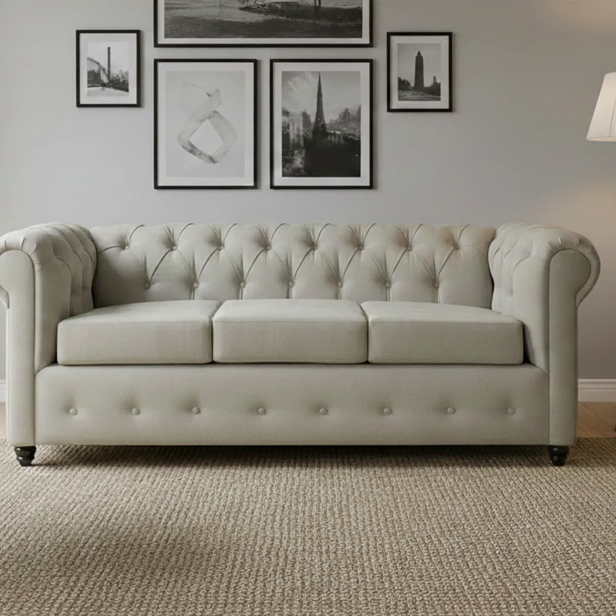 MUEBLES NATIVA - Sofa Chesterfield 200x90x75 Beige