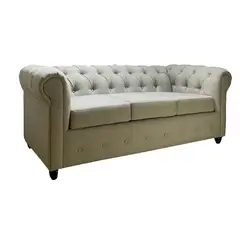 MUEBLES NATIVA - Sofa Chesterfield 200x90x75 Beige.