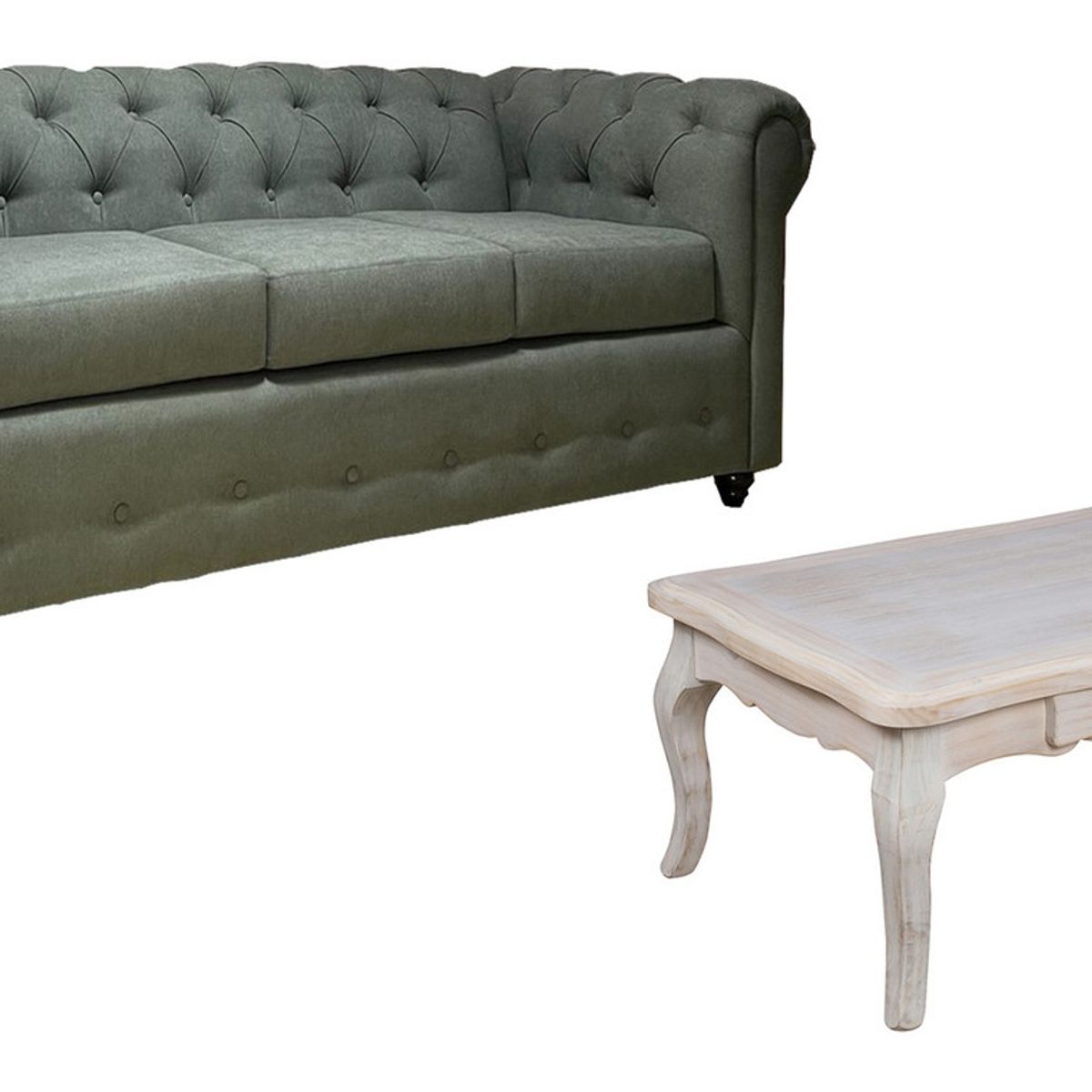 MUEBLES NATIVA - Sofa Chester 200 Gris + M. centro Normando