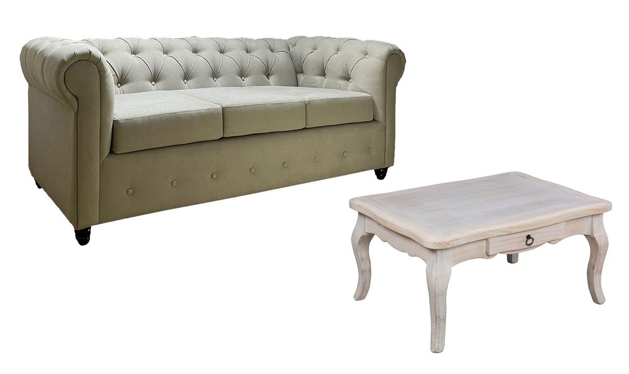 Sofa Chester 200 Beige + M. centro Normando