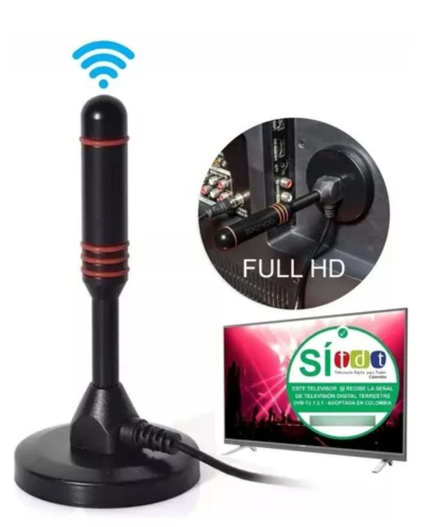 GENERICO Antena Tv Digital Hd Con Iman Interior o Exterior