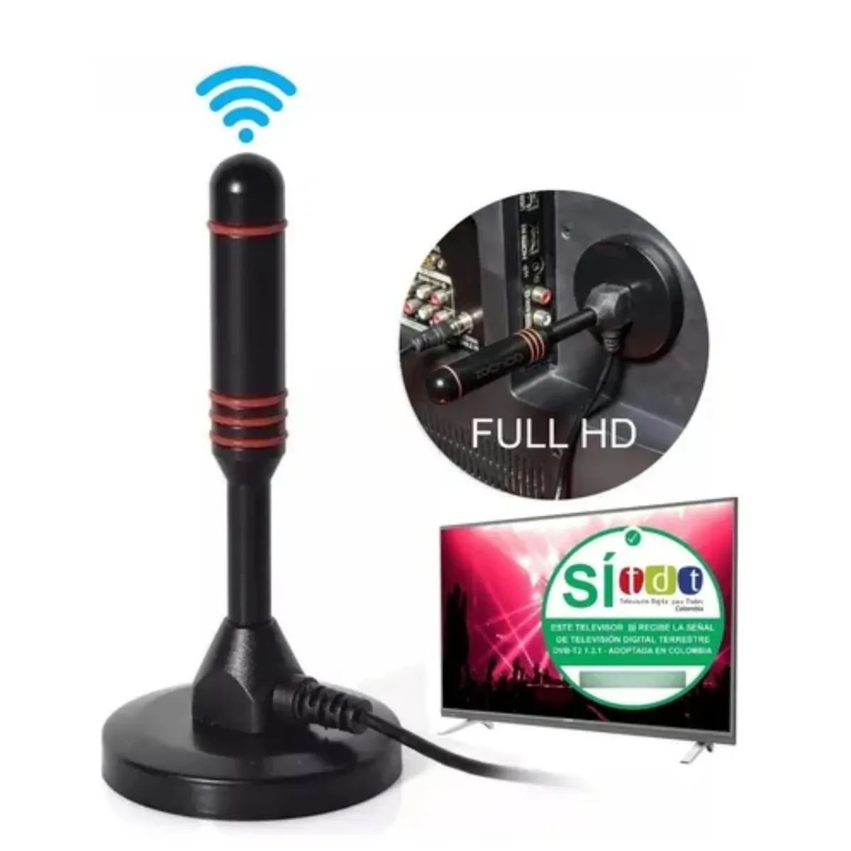 GENERICO - Antena Tv Digital Hd Con Iman Interior o Exterior