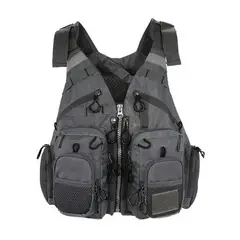 GENERICO - Chaleco De Pesca Con Mochila Salvavidas Pescador Mosca Gris