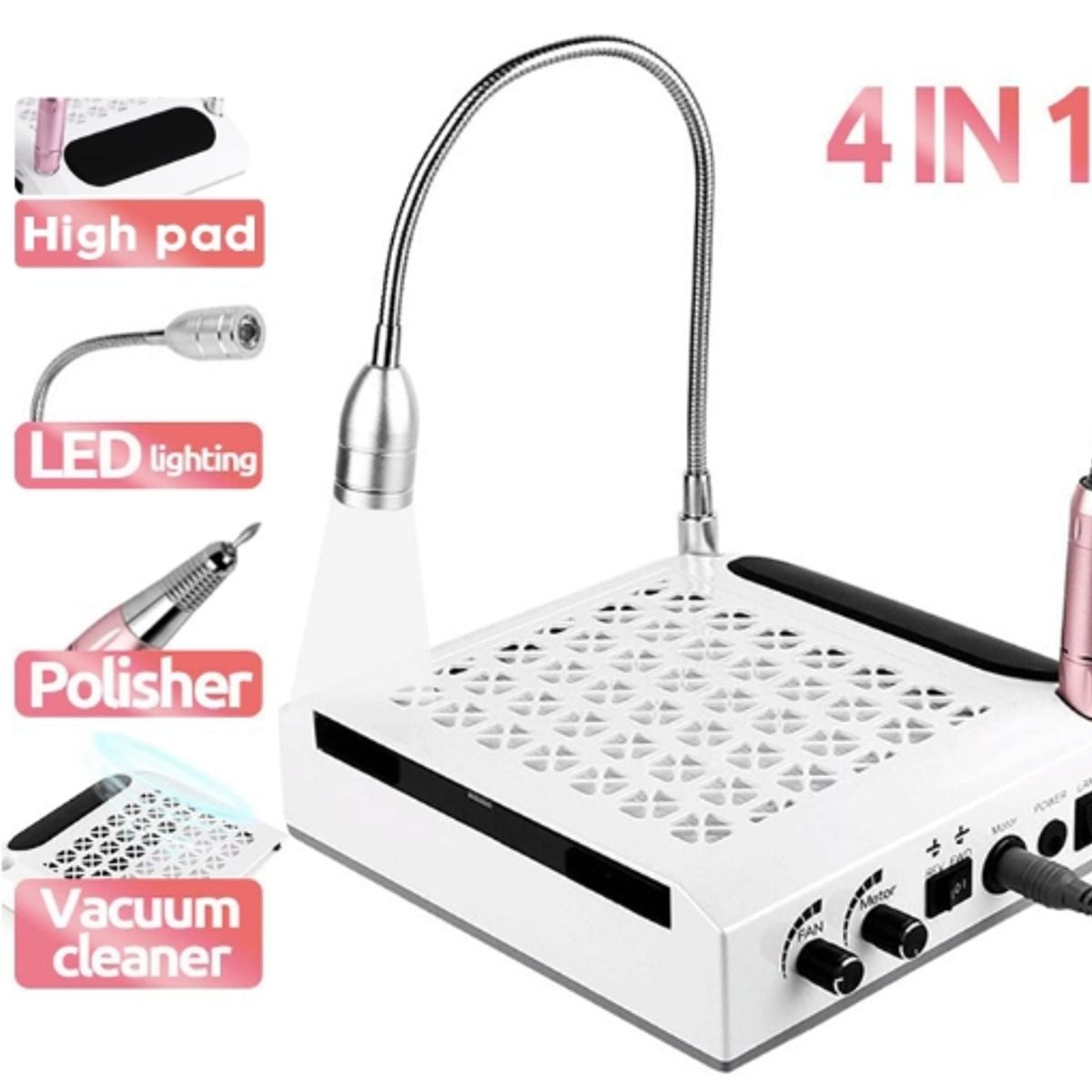 GENERICO - Torno Y Extractor Profesional Para Manicure 4 In 1 BQ-608