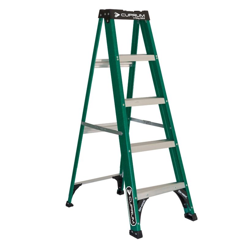 CUPRUM - Escalera Fibra De Vidrio Tijera 5 Peldaños 1.55 Mts Cuprum