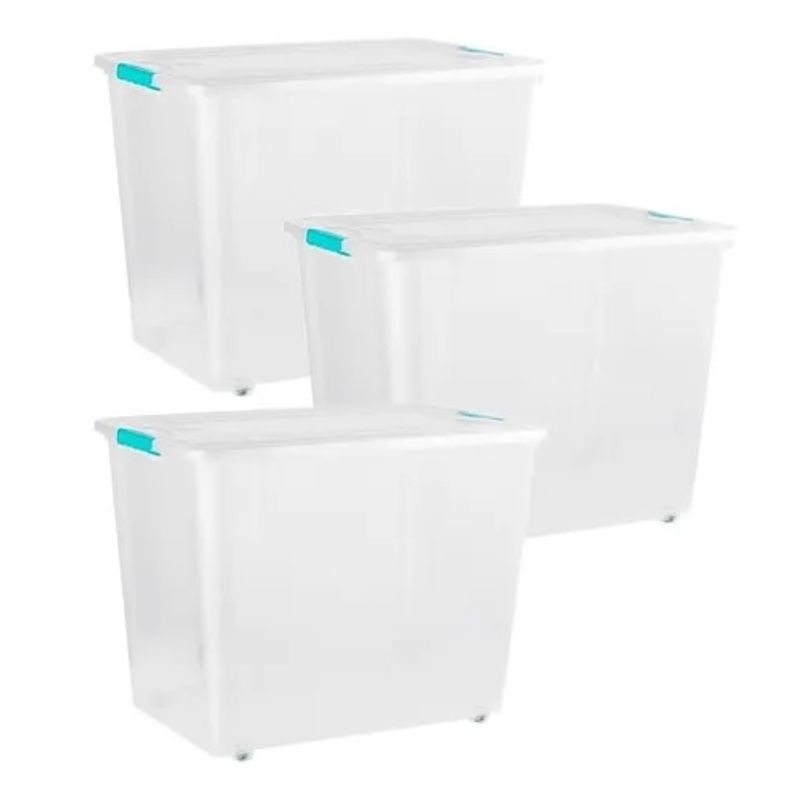 REYPLAST - Caja Organizadora 72 Lts Con Ruedas. / Pack 3 Un.