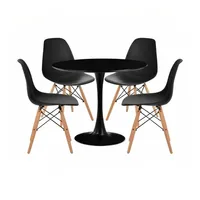 Comedor Mesa Tulip Negra - 4 Sillas Eames Negras
