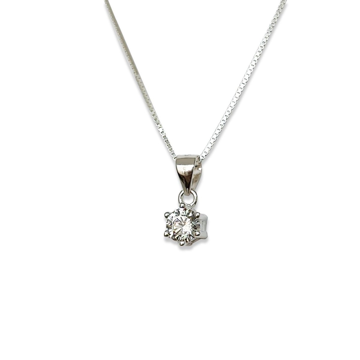 COGGIOLA - Collar Punto De Luz Circón Blanco Grifas Plata Fina 925