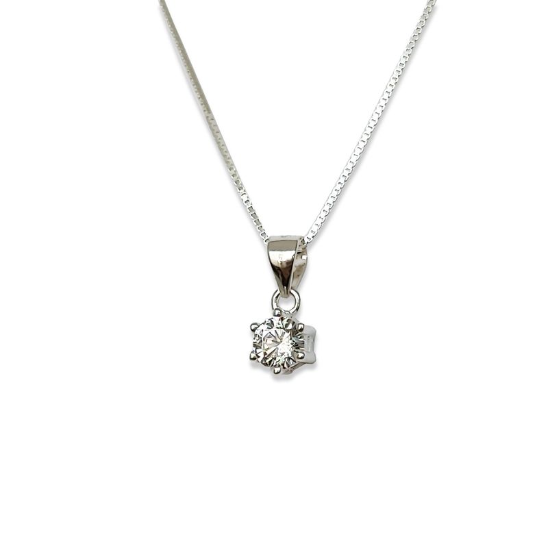 ANDREA COGGIOLA JOYAS - Collar Punto De Luz Circón Blanco Grifas Plata Fina 925