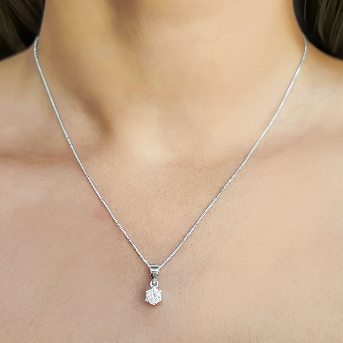 COGGIOLA - Collar Punto De Luz Circón Blanco Grifas Plata Fina 925