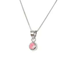 ANDREA COGGIOLA JOYAS - Collar Punto De Luz Circón Rosado Plata Fina 925