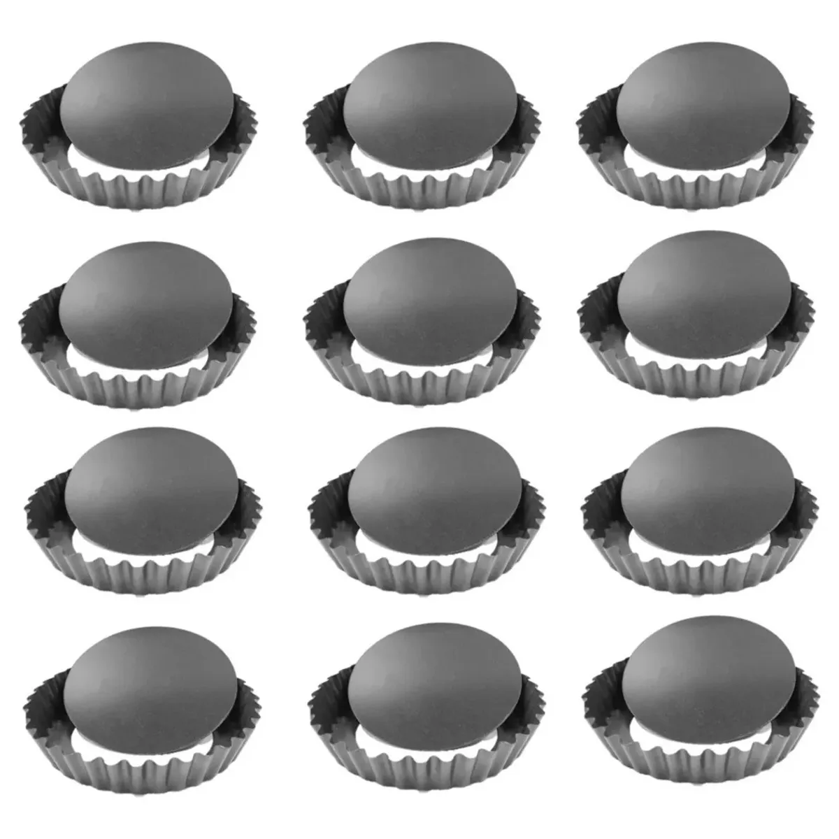 GENERICO - Pack X12 Moldes Mini Tartaleta Individual Kuchen Desmontable