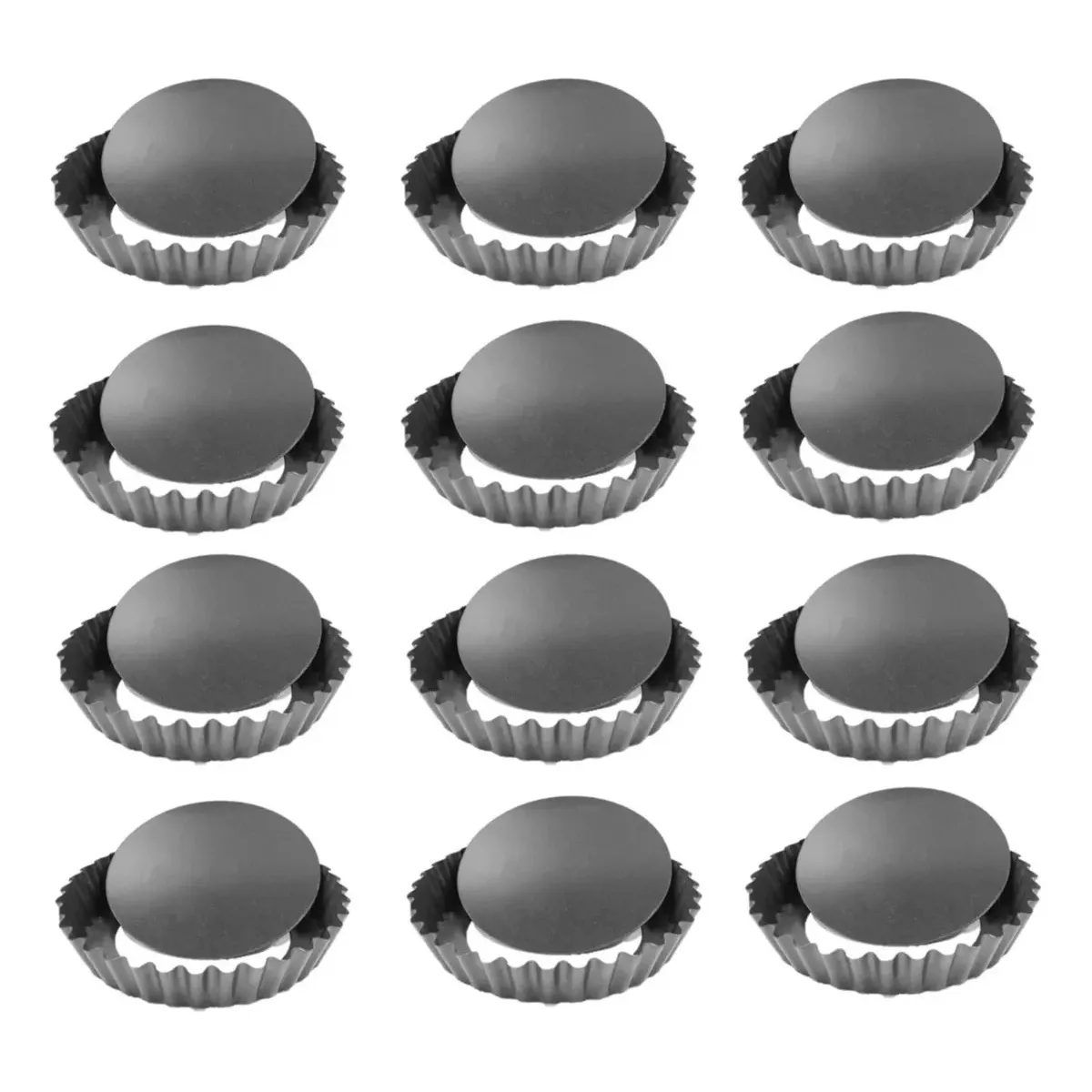 GENERICO - Pack X12 Moldes Mini Tartaleta Individual Kuchen Desmontable