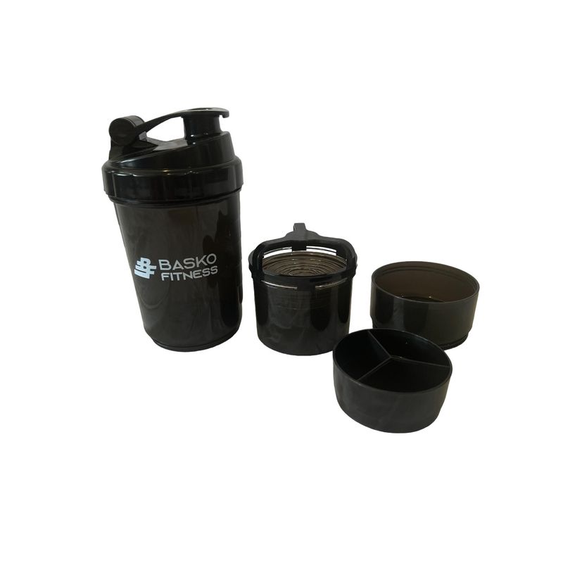 BASKO FITNESS - Shaker Mezclador Botella Deportiva Negro