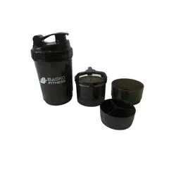 BASKO FITNESS - Shaker Mezclador Botella Deportiva Negro