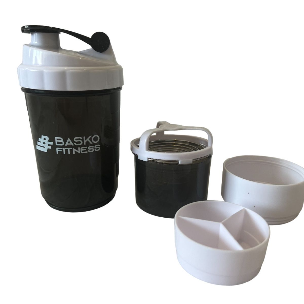 BASKO FITNESS - Shaker Mezclador Botella Deportiva Blanco