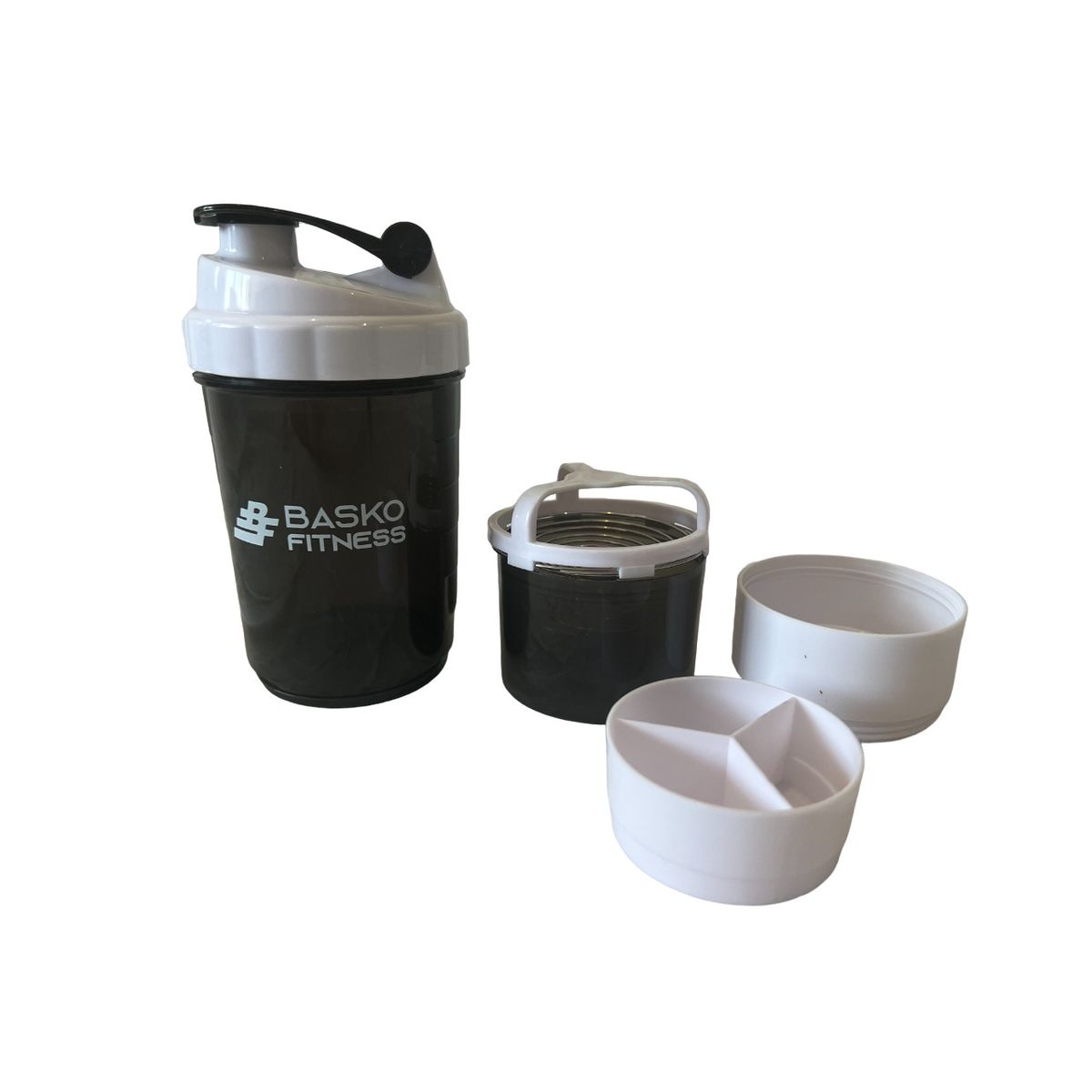 BASKO FITNESS - Shaker Mezclador Botella Deportiva Blanco