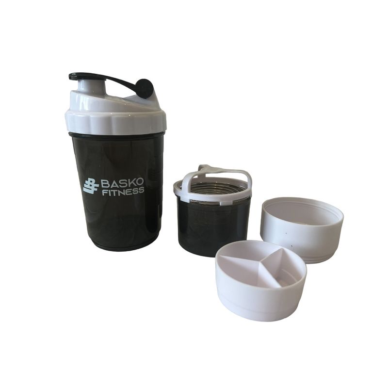 BASKO FITNESS - Shaker Mezclador Botella Deportiva Blanco