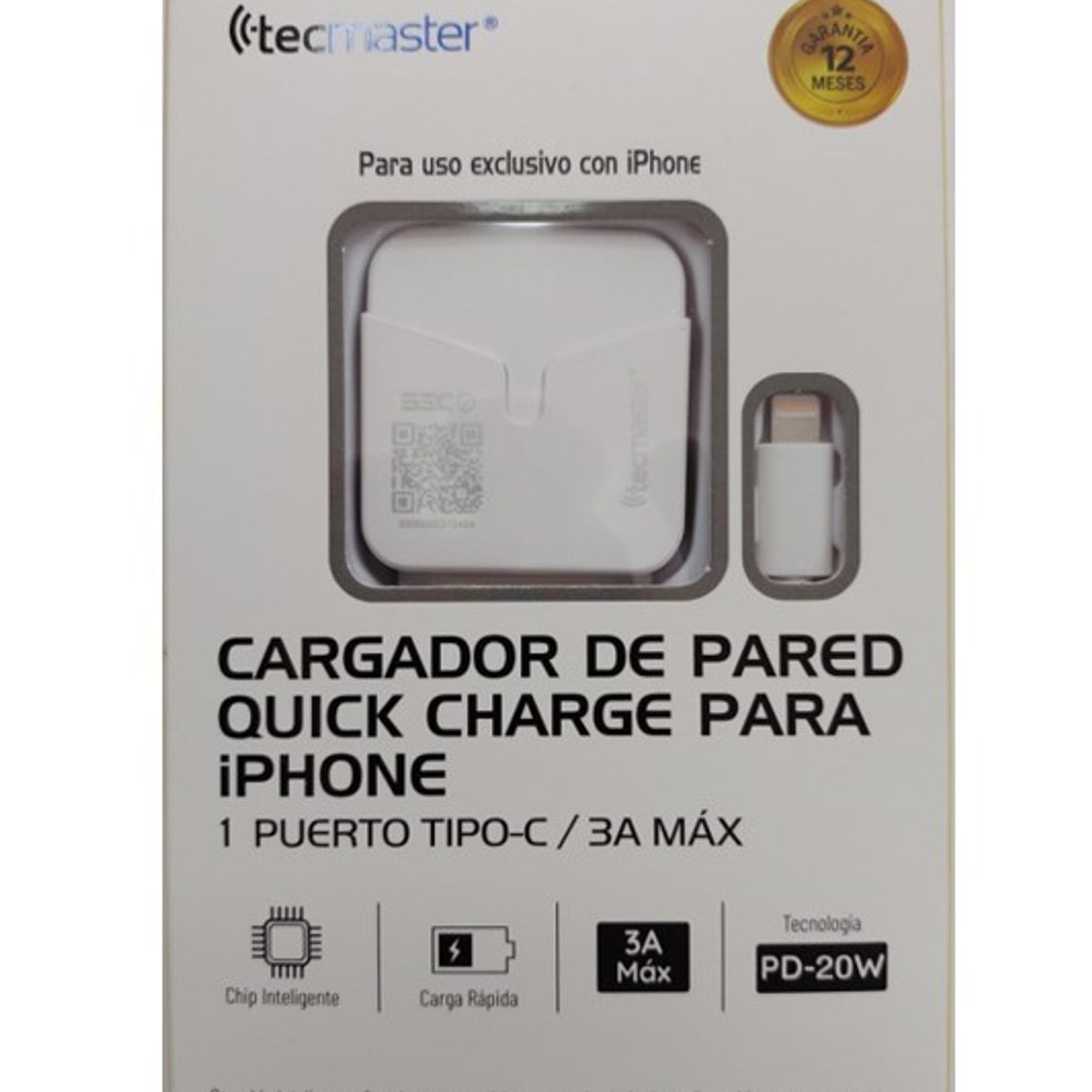 TECMASTER - CARGADOR DE PARED PARA IPHONE QUICK CHARGE TIPO C…