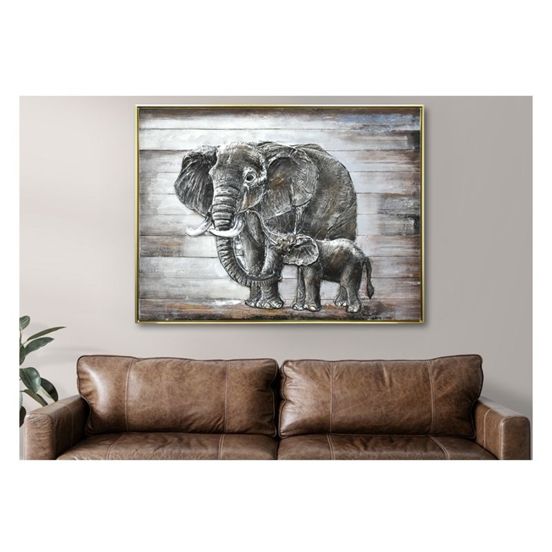 GENERICO - CUADRO MAMA ELEFANTE (120 x 4 x 90 cm)